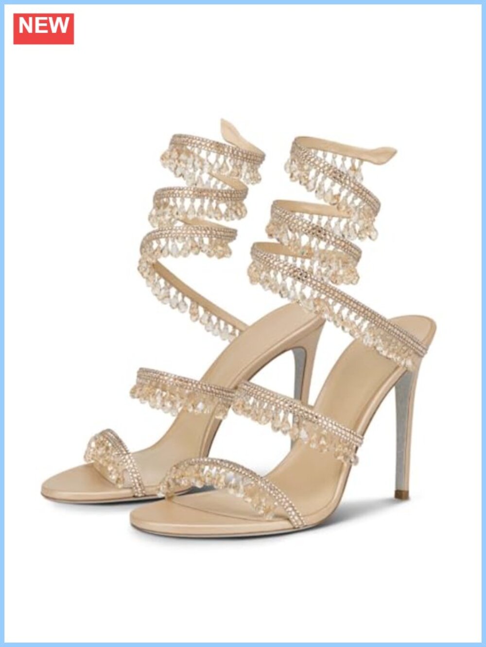 Rhinestone Strappy Lace-Up Stiletto Heels Open Toe Sandals